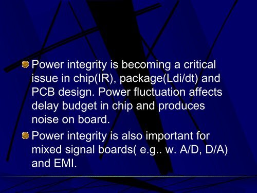Presentation - Power Integrity Analysis in a split plane PCB