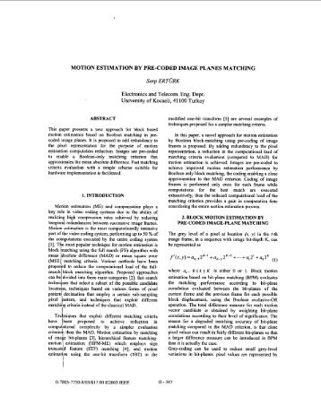 Motion estimation by pre-coded image planes matching ... - KULIS