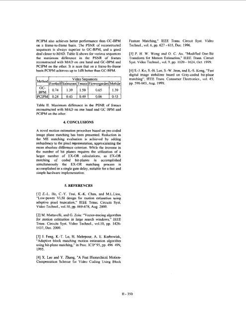 Motion estimation by pre-coded image planes matching ... - KULIS