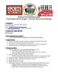 Summer 2012 Parent Meeting - Medford Parks & Recreation