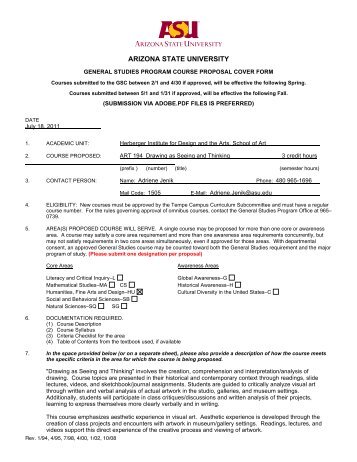 ART 194 Drawing as Seeing and Thinking - Arizona State University