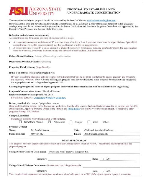 Asu Electrical Engineering Major Map Bse In Engineering (Electrical Systems) - Office Of The Executive ...