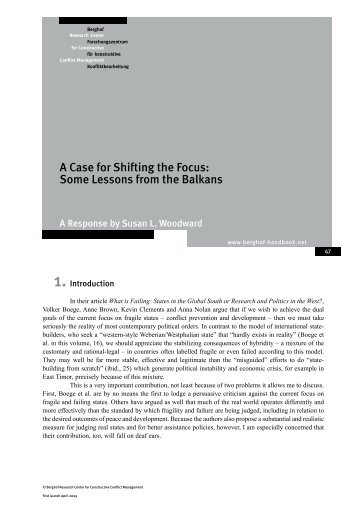 A Case for Shifting the Focus: Some Lessons from the Balkans