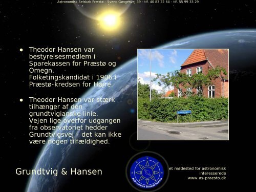 Pastor Theodor Hansen & Præstø Observatorium