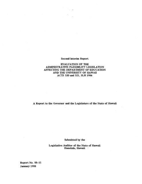 Second Interim Report A Report to the Governor and the Legislature ...