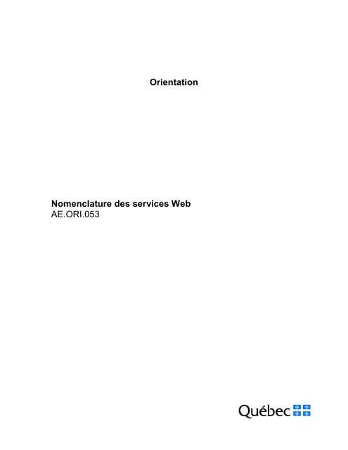 Orientation Nomenclature des services Web