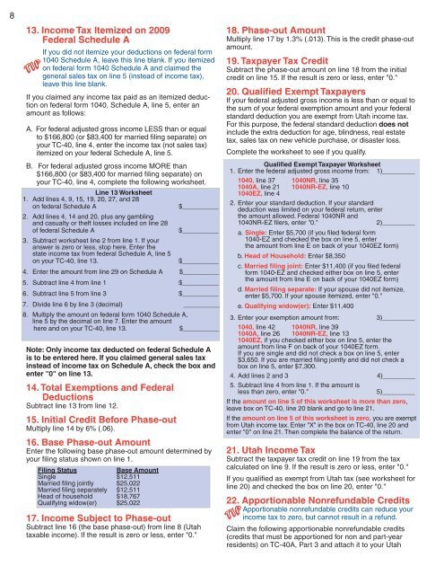 2009 Federal Income Tax Chart