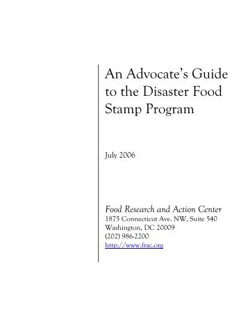 An Advocate's Guide to the Disaster Food Stamp Program