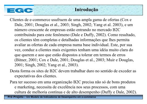 Um Modelo de Indicadores de Desempenho em e-commerce