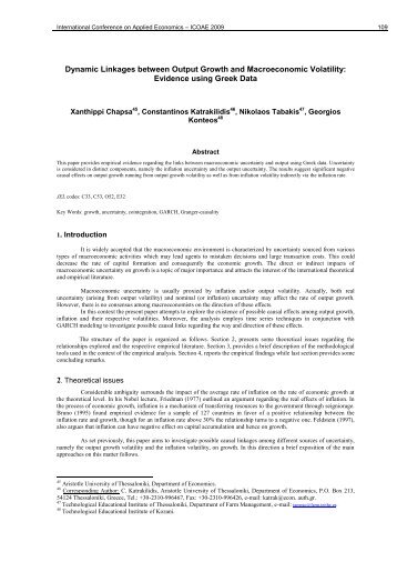 Dynamic Linkages between Output Growth and Macroeconomic ...