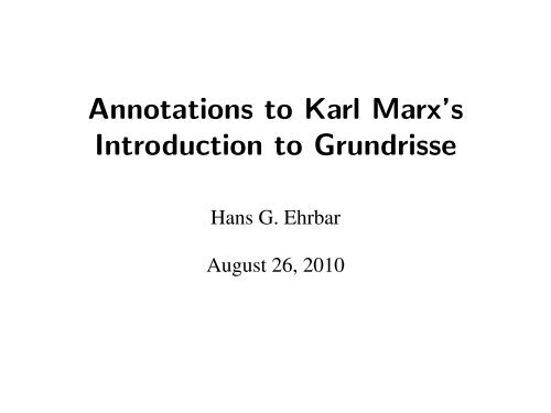 Annotations to Karl Marx's Introduction to Grundrisse