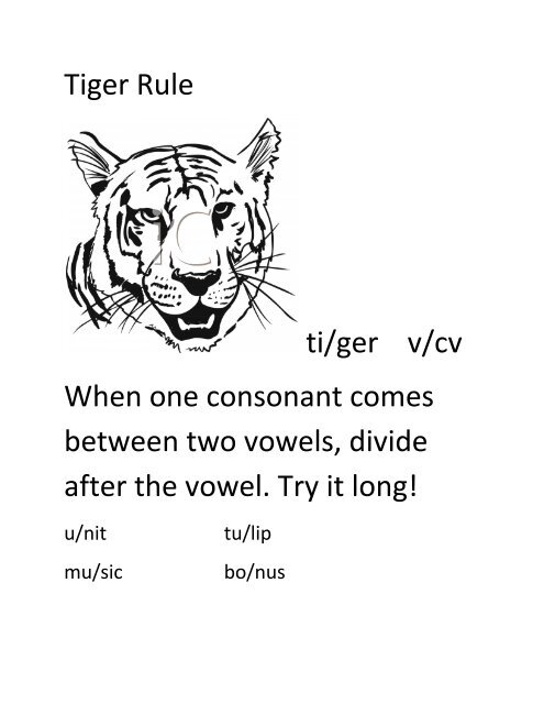 Animal Syllable Division Rule Cards