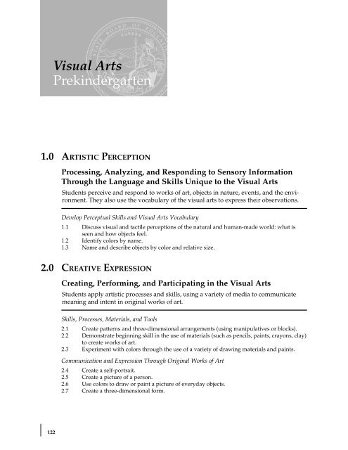 Visual and Performing Arts Content Standards - California ...