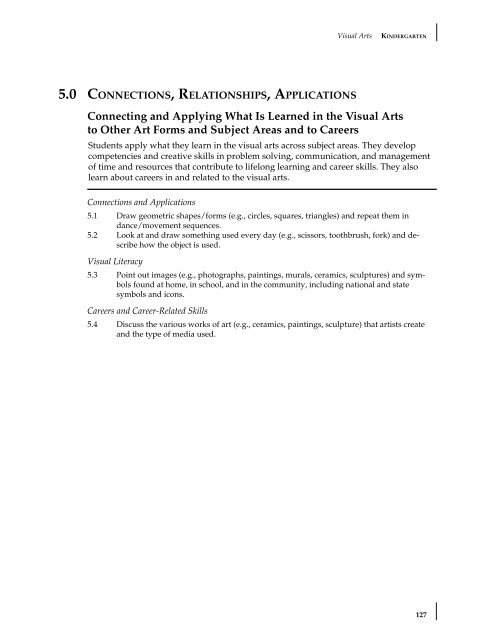 Visual and Performing Arts Content Standards - California ...