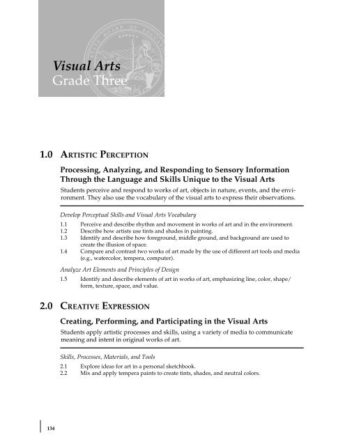 Visual and Performing Arts Content Standards - California ...