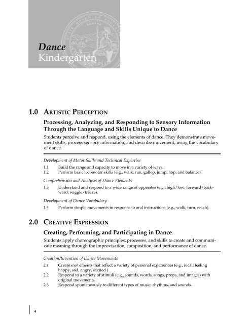 Visual and Performing Arts Content Standards - California ...