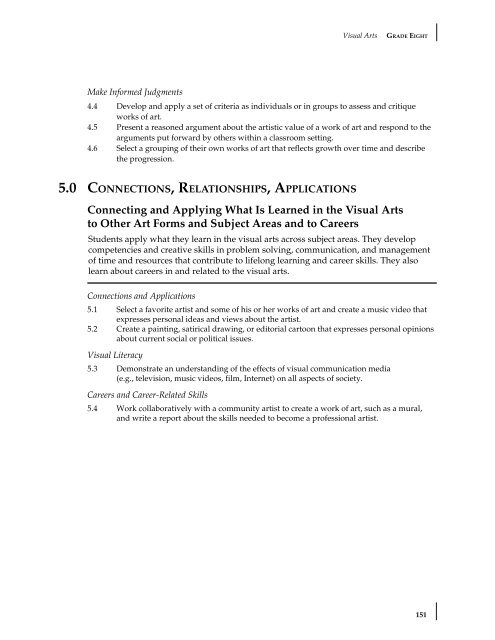 Visual and Performing Arts Content Standards - California ...