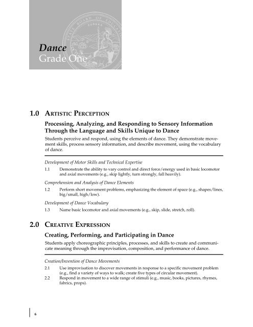 Visual and Performing Arts Content Standards - California ...