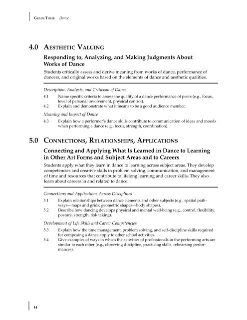 Visual and Performing Arts Content Standards - California ...