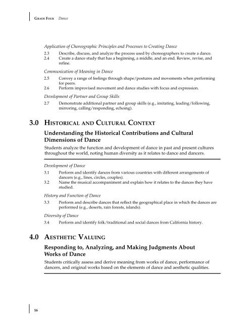 Visual and Performing Arts Content Standards - California ...