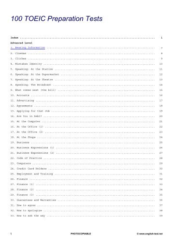 listening sample toeic bridge READING TEST In the