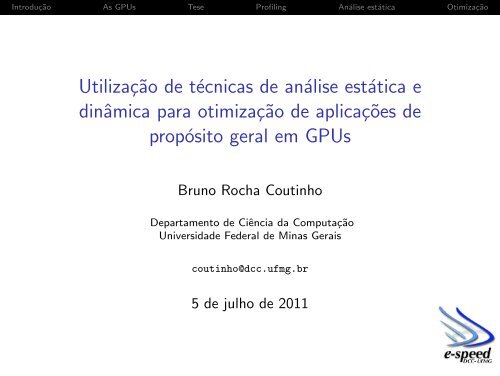 Utilização de técnicas de análise estática e dinâmica para ... - UFMG