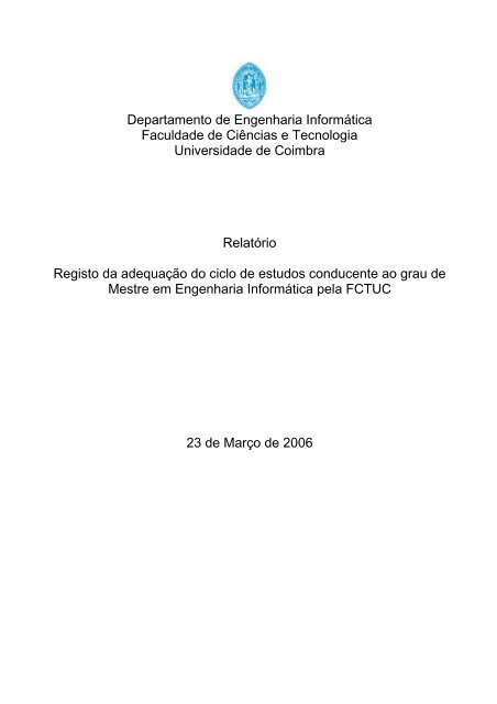 Departamento de Engenharia Informática Faculdade de Ciências e ...