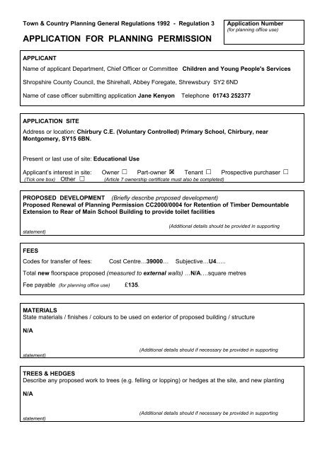 Application Form Pdf Shropshire Council