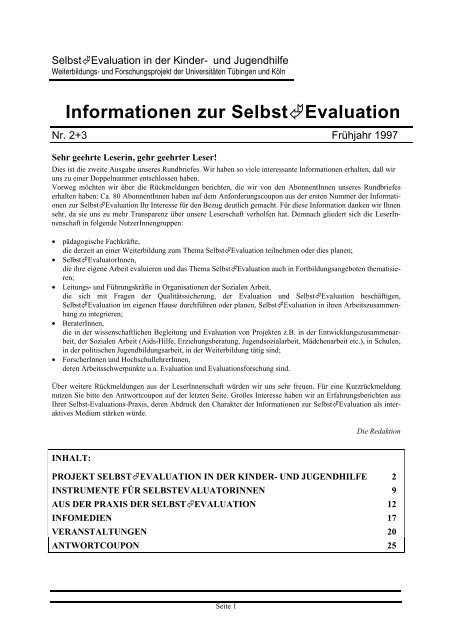 Informationen zur Selbst Evaluation - Univation