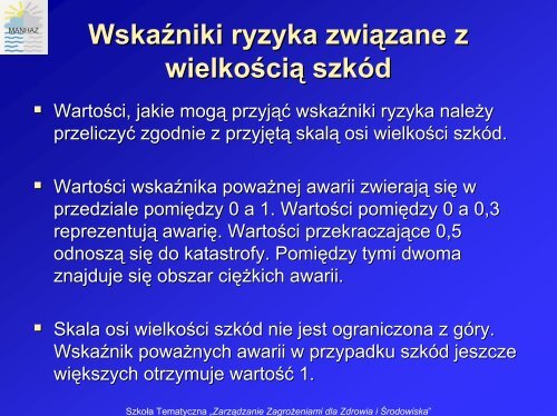 Kryteria akceptowalności ryzyka poważnych awarii ... - MANHAZ