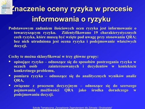 Kryteria akceptowalności ryzyka poważnych awarii ... - MANHAZ