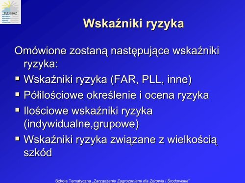 Kryteria akceptowalności ryzyka poważnych awarii ... - MANHAZ