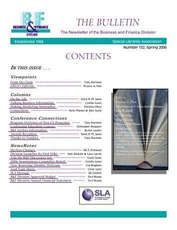 THE BULLETIN - Business & Finance Division - Special Libraries ...