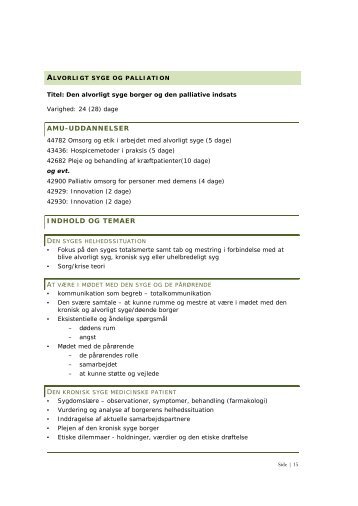 Alvorligt syge og palliation - SOSU Silkeborg