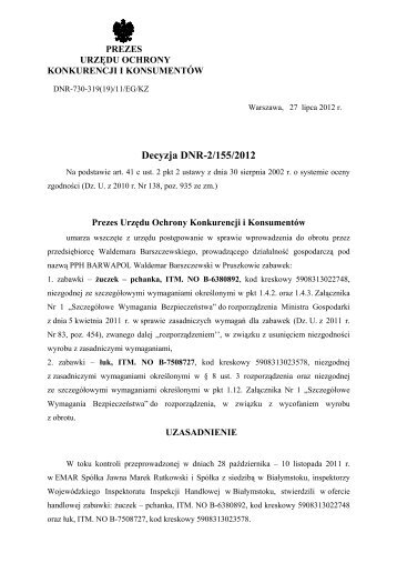 Decyzja DNR-2/155/2012 - Urz?d Ochrony Konkurencji i ...