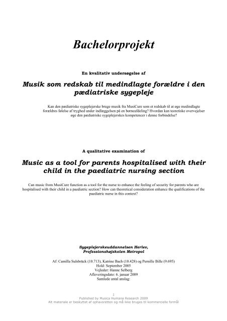 fløjte hinanden Addition Bachelorprojekt - Musica Humana Research