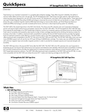 HP StorageWorks SDLT Tape Drive Family - VB