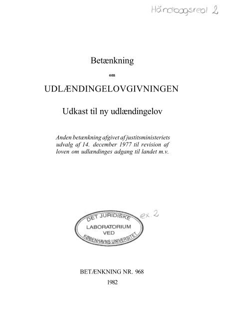 Betænkning UDLÆNDINGELOVGIVNINGEN Udkast til ny ... - Krim