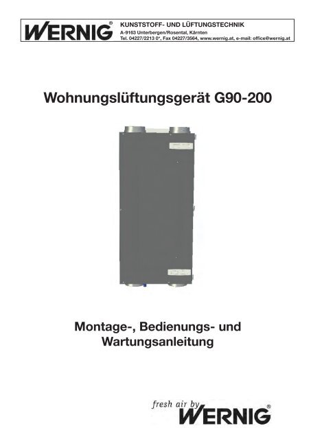 Wohnungslüftungsgerät G90-200 Montage-, Bedienungs - Wernig