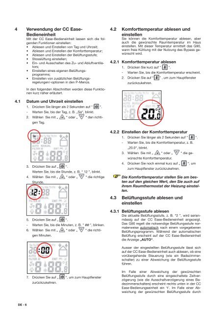 Wohnungslüftungsgerät G90-200 Montage-, Bedienungs - Wernig