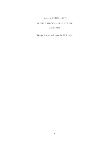 Dossier 2013 - GDR Singularites et applications - Université d'Angers