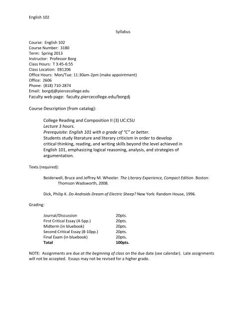 Syllabus 102spring2013.pdf - Faculty.piercecollege.edu - Pierce ...