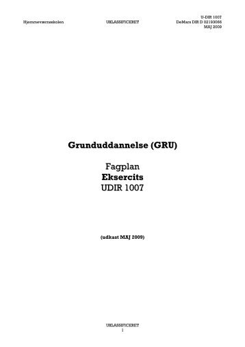 Grunduddannelse (GRU) Fagplan Eksercits UDIR 1007