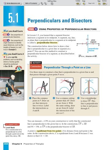 Perpendiculars and Bisectors - Nexuslearning.net