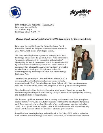Raquel Stanek named recipient of the 2013 Amy Award for ...