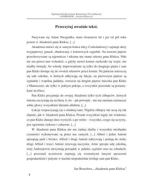 ogólnopolski sprawdzian kompetencji trzecioklasisty 2008