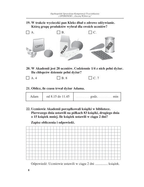 ogólnopolski sprawdzian kompetencji trzecioklasisty 2008