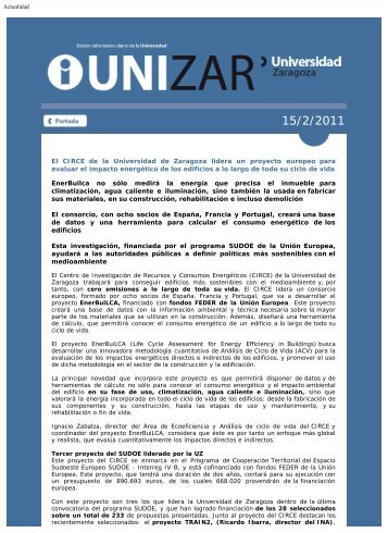 El CIRCE de la Universidad de Zaragoza lidera un proyecto ...