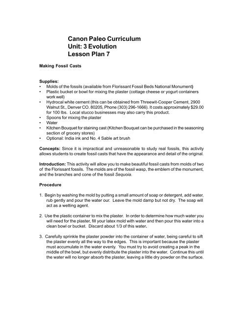 Canon Paleontology Curriculum Unit 3