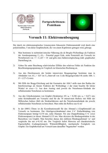 Praktikum Versuch 11: Elektronenbeugung - Positron Annihilation in ...